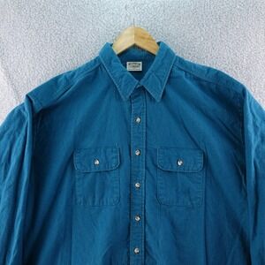 Vintage Five Brother‎ Men's Teal Blue Long Sleeve Button Up Shirt 3XL Flannel